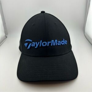 Taylormade Golf Hat Cap Strap Back Black Blue Embroidered Logo Mens